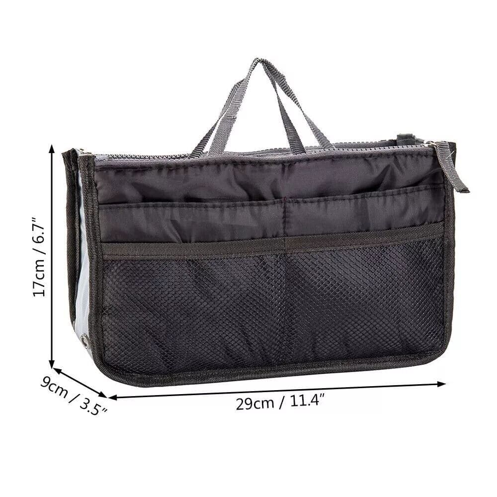 Organizer Insert Bag, Nylon Travel Handbag Purse, Large liner Lady Makeup Cosmetic Bag, Multi Zipper Makeup Bag, Double Zipper Storage Bag, Multipurpose Tote Bag Organizer Insert Bag, Nylon Travel Handbag Purse, Large liner Lady Makeup Cosmetic Bag, Multi Zipper Makeup Bag, Double Zipper Storage Bag, Multipurpose Tote Bag